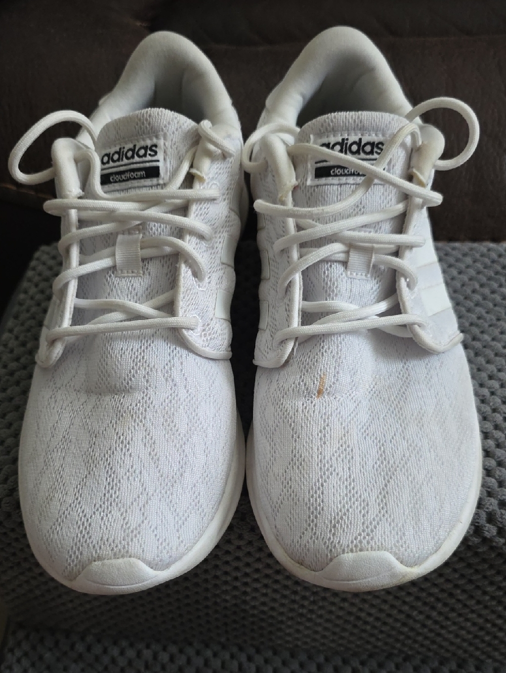Adidas Women White Knit Cloudfoam Running Shoes